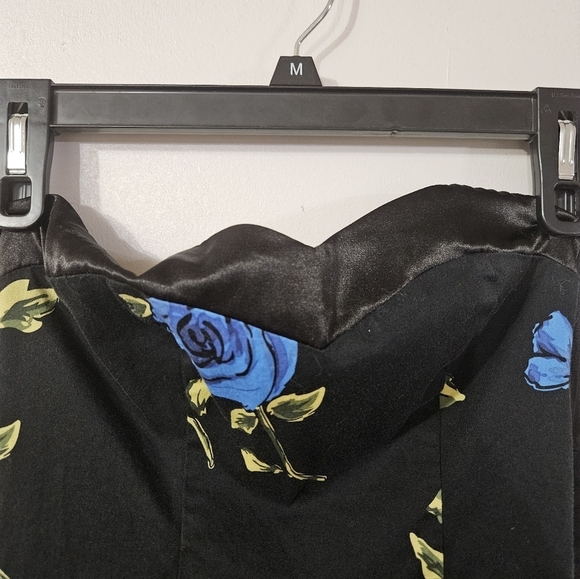 Dress Tells Prom/formal Black Mini Dress With Blue Flowers! - Picture 3 of 9